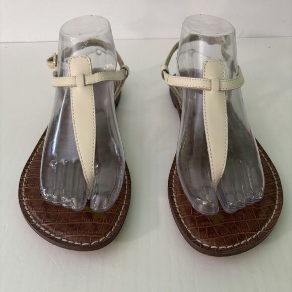 Sam Edelman Gigi Sandals Women's Size 8.5 W, 38.5 EU White Leather Thong Strappy - Picture 2 of 8